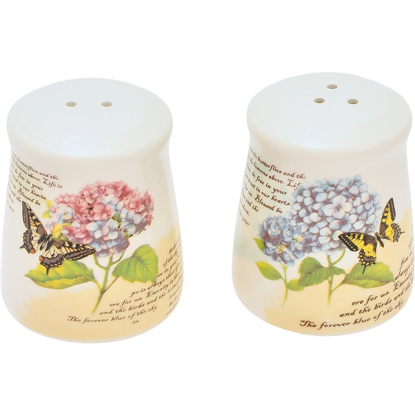 Hydrangea & Butterfly Salt and Pepper Shakers