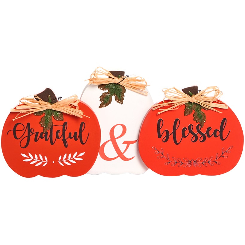 Fall Pumpkin Sentiment Sign-Happy and Thankful