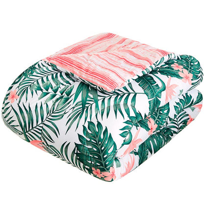 Palm Floral Reversible Full/Queen or King Comforter Set, Decorative Pillow