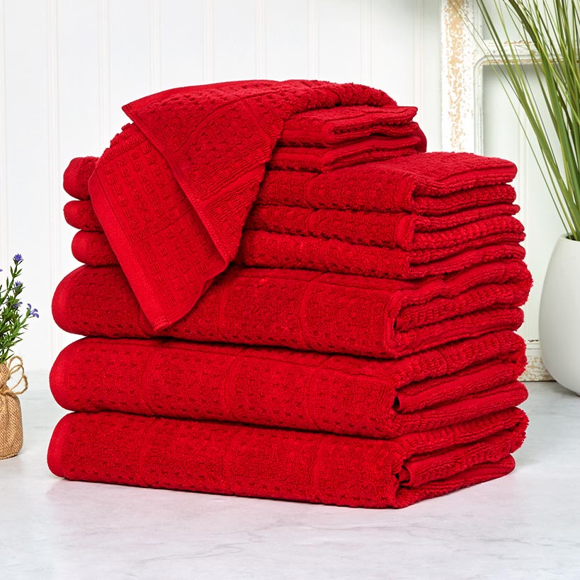 Quick Dry 100% Cotton Bath Towels, 6 Piece Set#select-towel_chili-pepper-red
