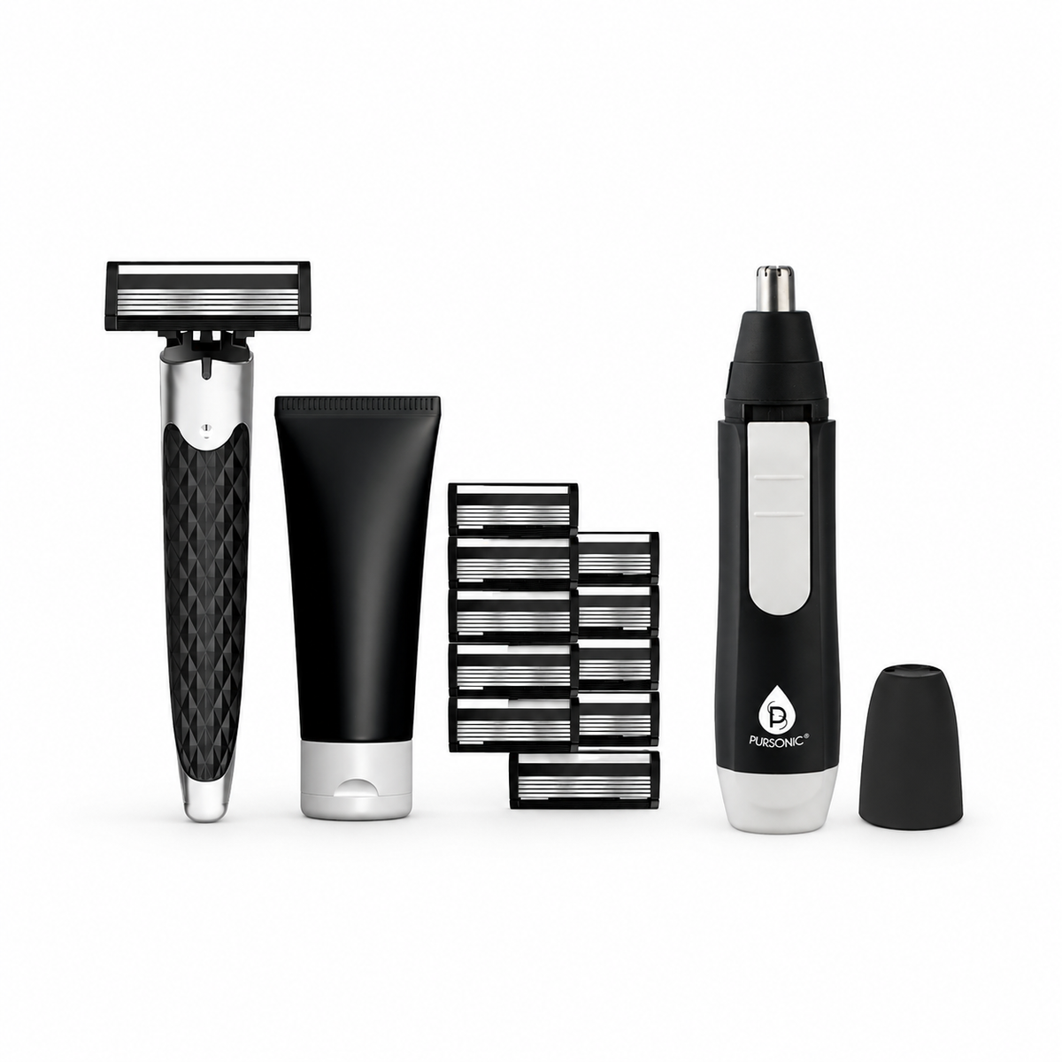 Men’s Complete Grooming Bundle – Premium Shaving Kit & Nose/Ear Hair Trimmer