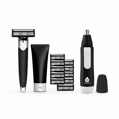 Men’s Complete Grooming Bundle – Premium Shaving Kit & Nose/Ear Hair Trimmer