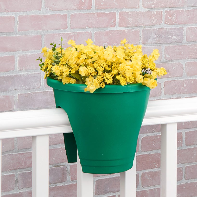 plant pots for deck railing Lakeside Rail Planter for Deck or Balcony Terracotta Gray or Green