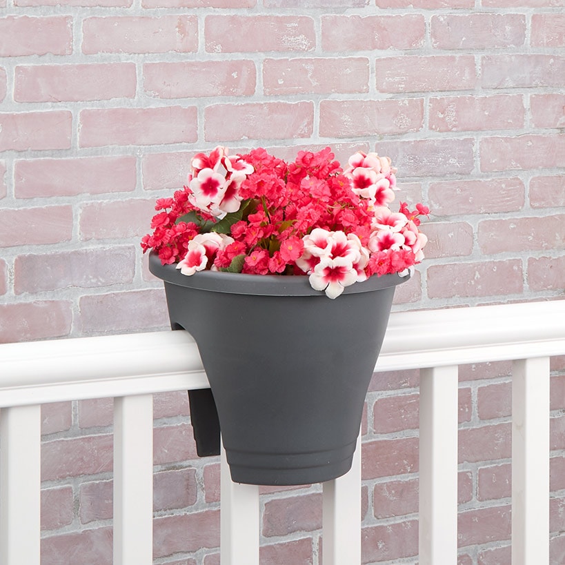 rail hanging planter Lakeside Rail Planter for Deck or Balcony Terracotta Gray or Green