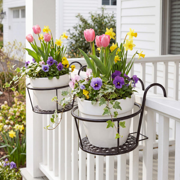 pot holders for plants Lakeside Railing Flower Pot Holders for Balcony or Deck 2 Pack