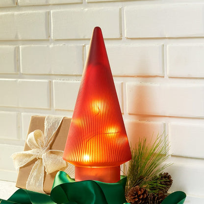 Lighted Ribbed Glass Tabletop Tree