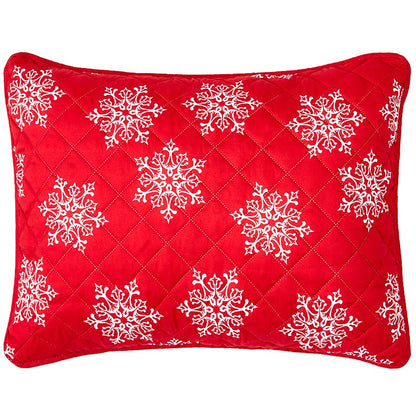 Red Snowflake Full/Queen Quilt Set with Shams