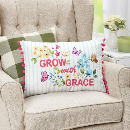 Easter Religious Cross Butterflies Embroidered Decorative Pillow