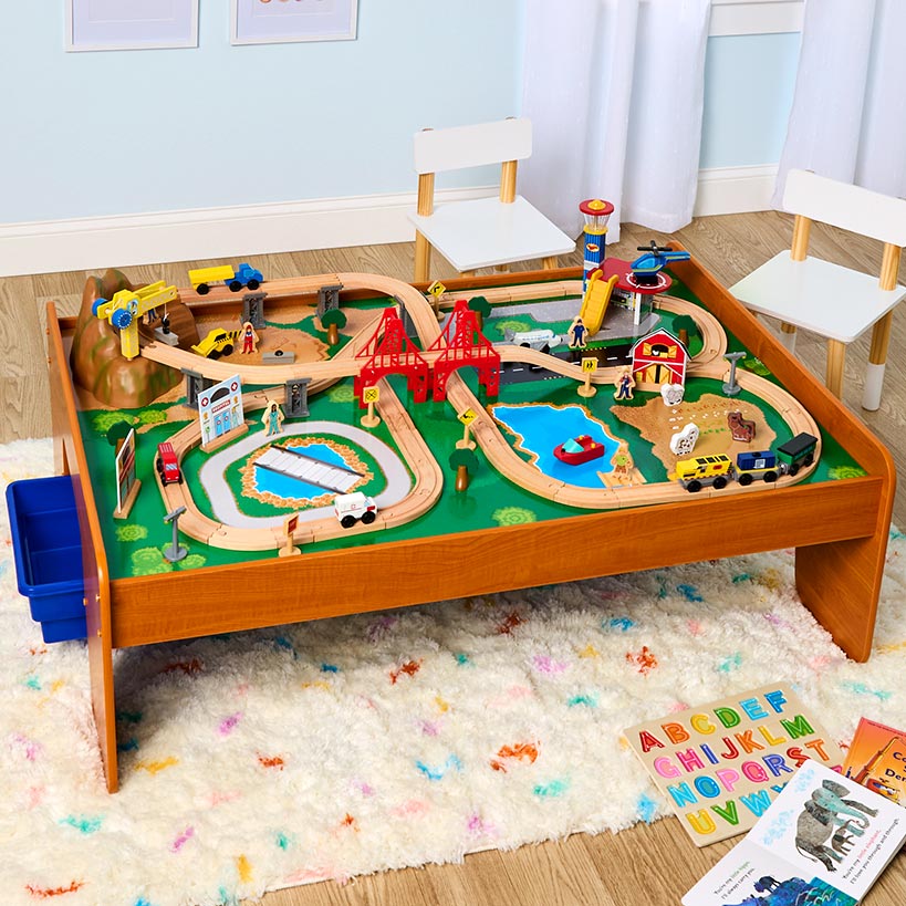 Kidkraft® Ride Around Town Train Set and Table - 100-Piece Adventure