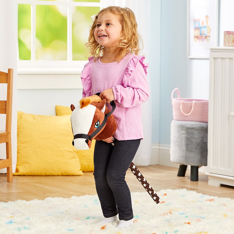Magic Sounds Plush Animal Head Riding Stick - Interactive Pretend Play Toy#select-animal_horse