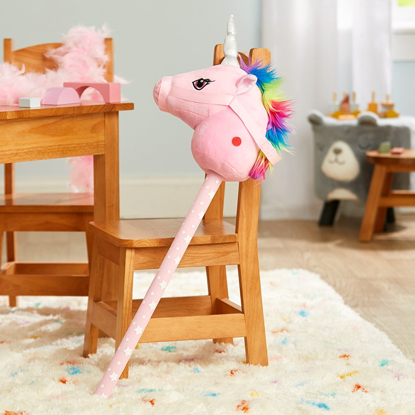 Magic Sounds Plush Animal Head Riding Stick - Interactive Pretend Play Toy#select-animal_unicorn