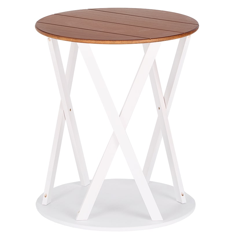 Round Two Tone Rustic Style Accent Table 19" Dia x 21.5"H