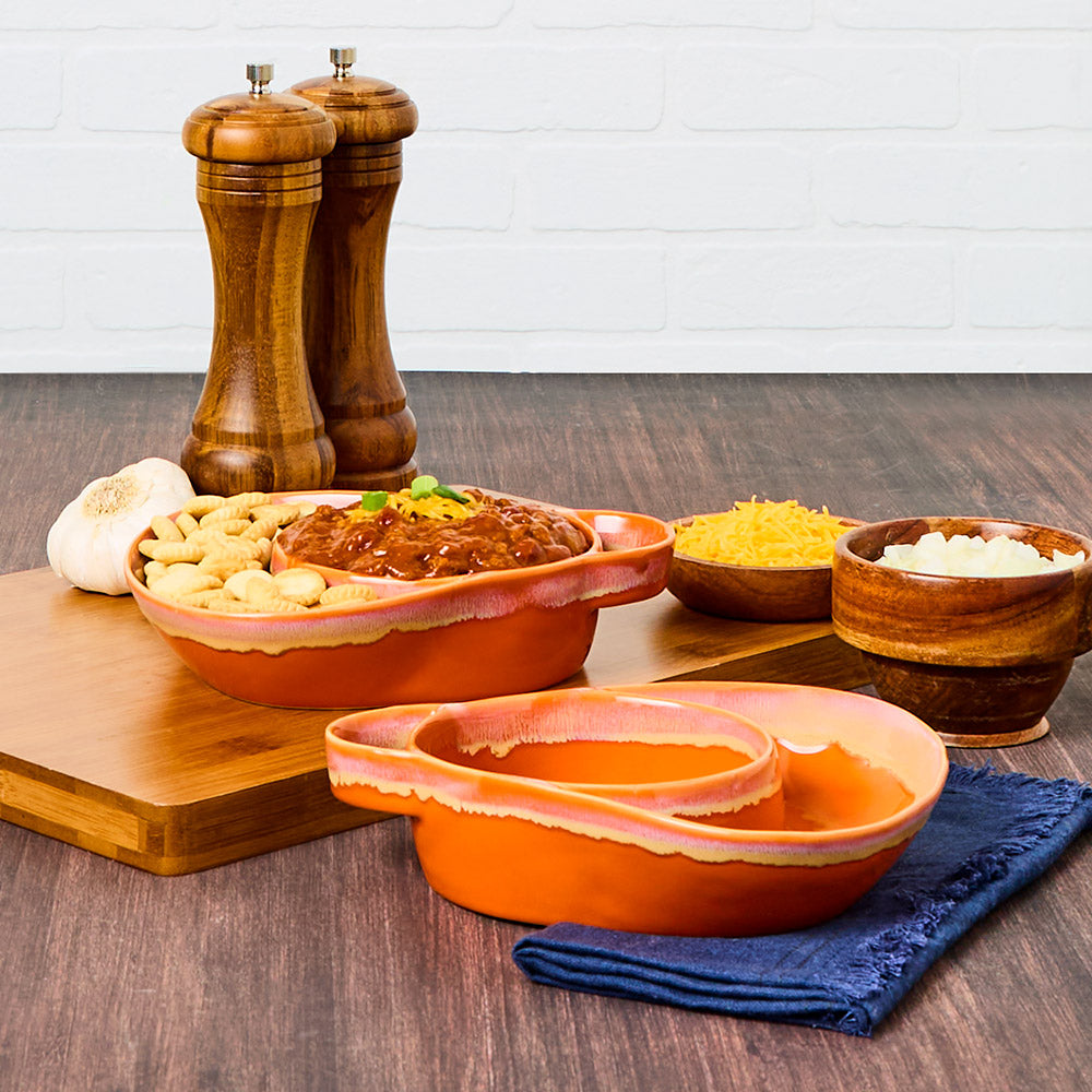 Stoneware Dual Compartment Soup & Side Bowl Set