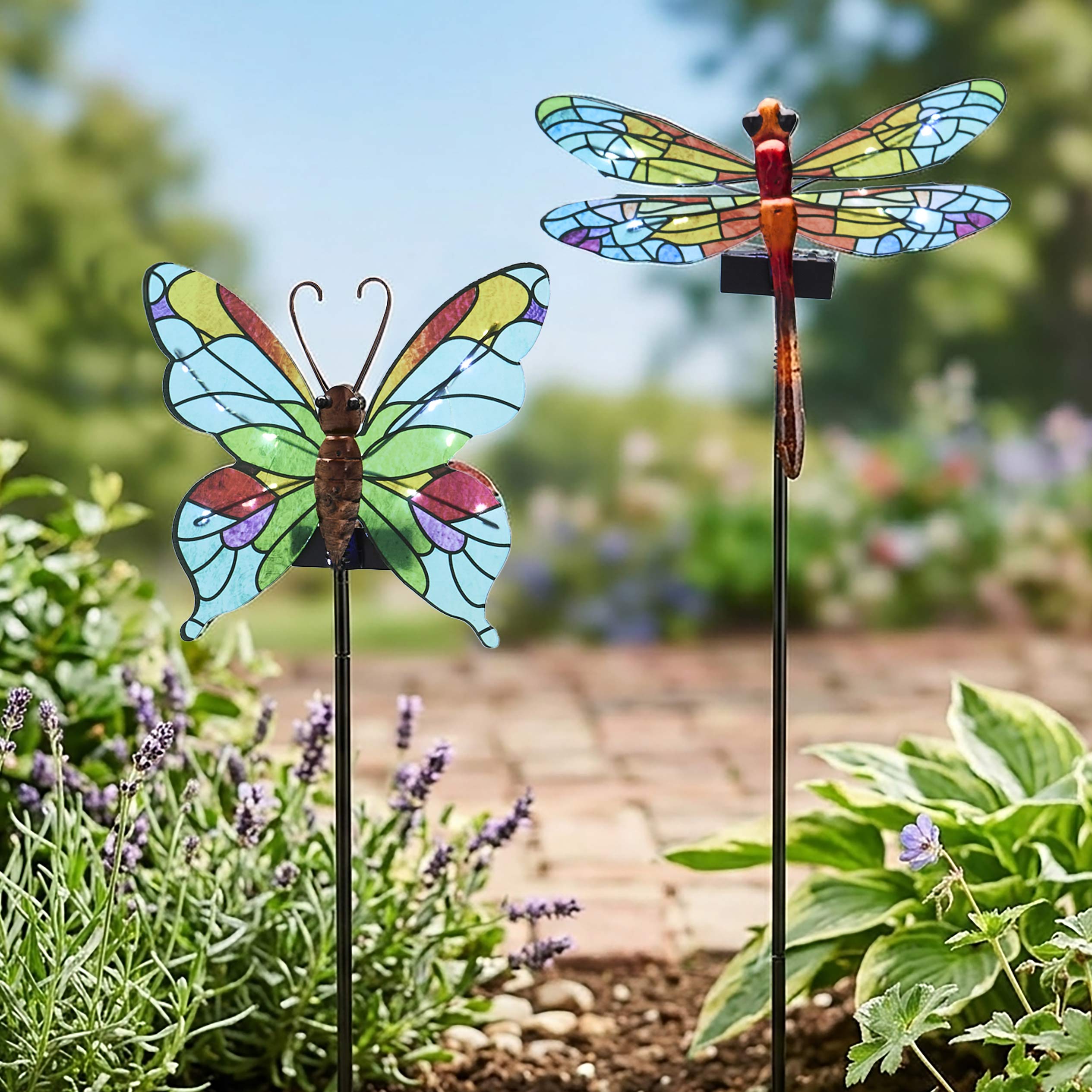 Vibrant Solar Glass Garden Stake
