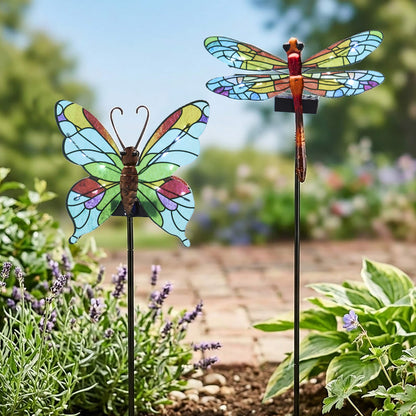 Vibrant Solar Glass Garden Stake