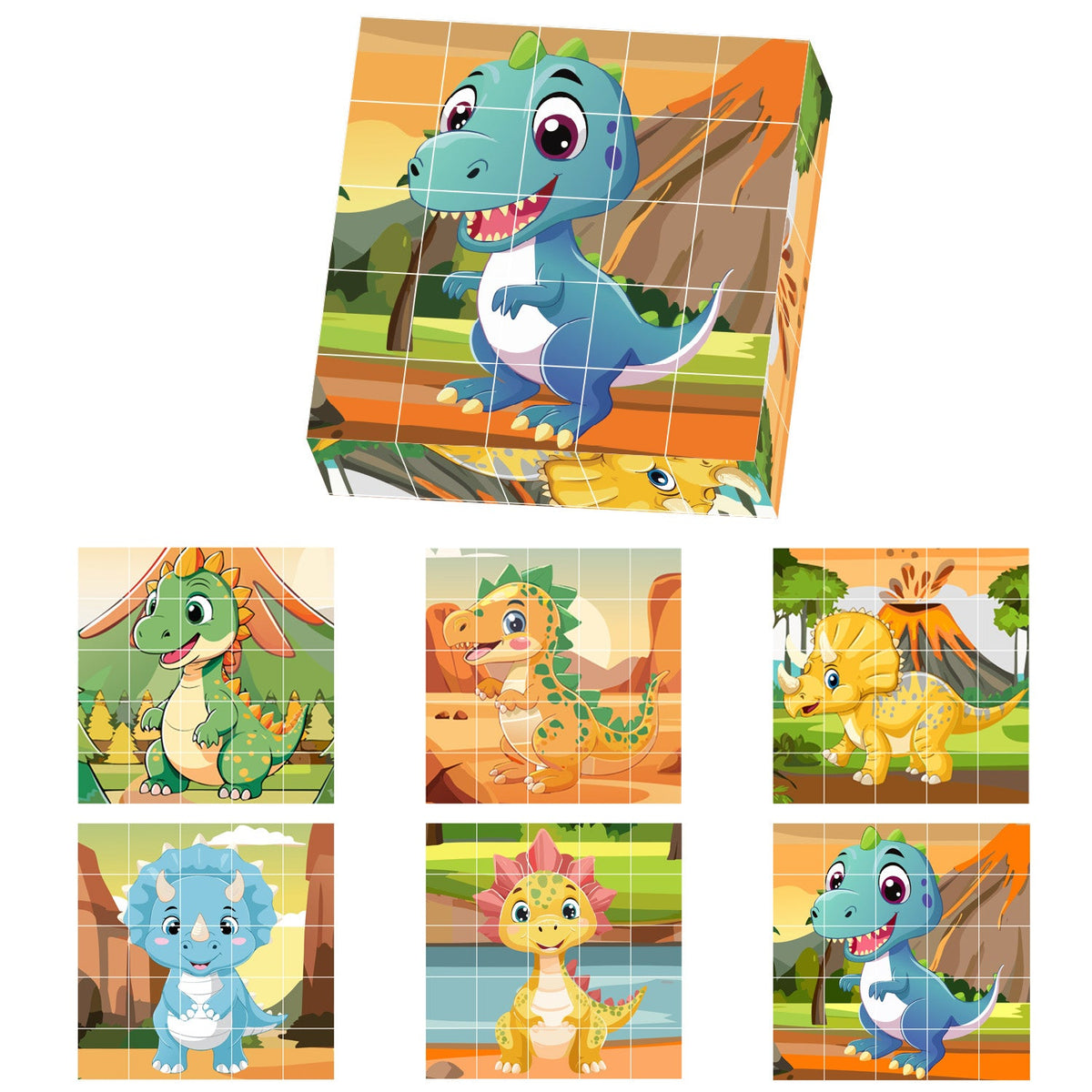 Contixo ST9 25-Piece Magnetic Dinosaur Puzzle Blocks - 6 Puzzles in One