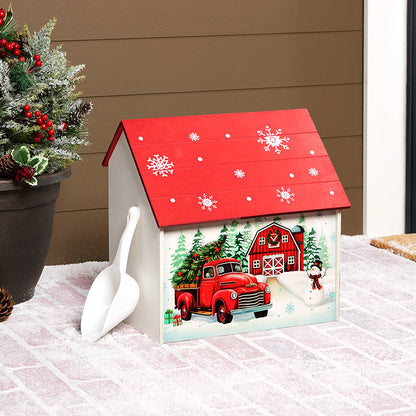 Holiday Decorative Outdoor Salt Box Storage with Scoop