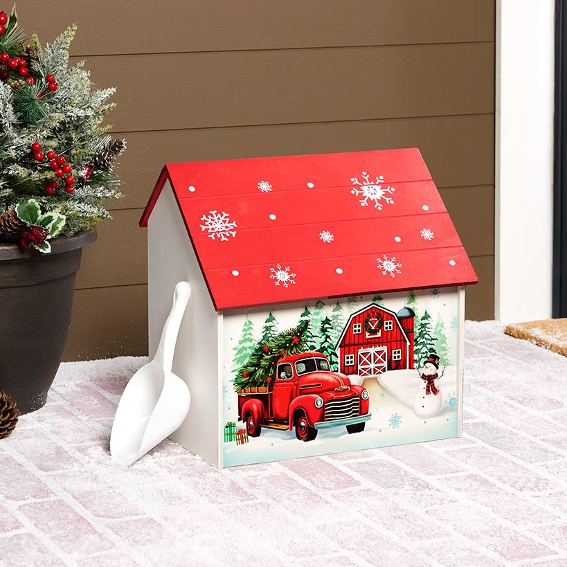 Holiday Decorative Outdoor Salt Box Storage with Scoop#select-design_red-truck