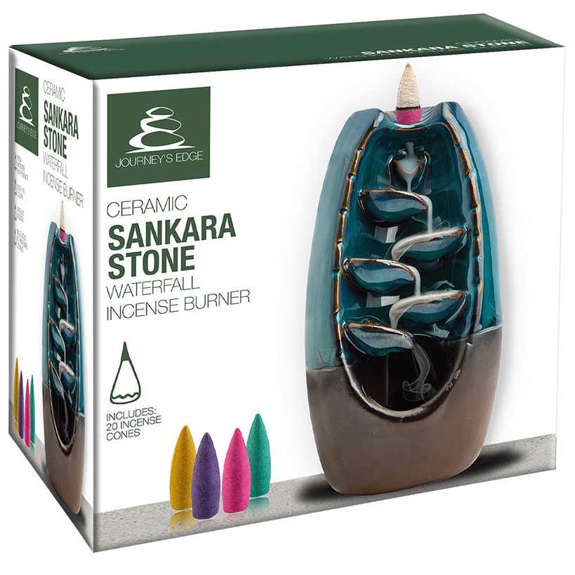 Ceramic Sankara Stone Waterfall Incense Burner or 100 Incense Cones
