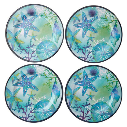 Seaside Beach Melamine Dinner Plates Set of 4