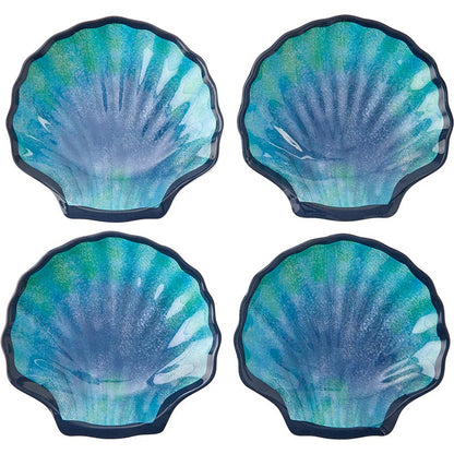 Seaside Beach Shell Melamine Dessert Plates Set of 4