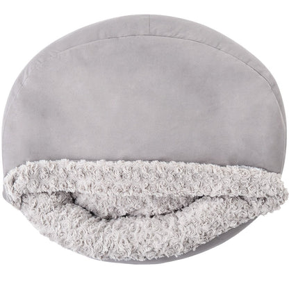 Self-Warming Pet Cave - Cozy Hideway with Round Design, Attached Blanket