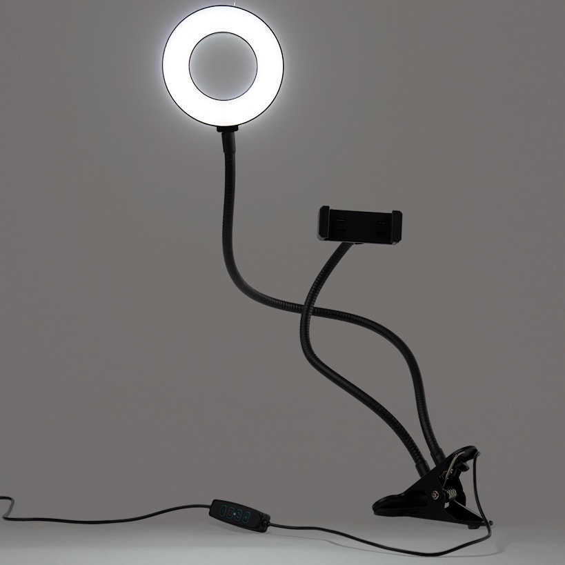 Selfie Stick LED Ring Light with Gooseneck Stand