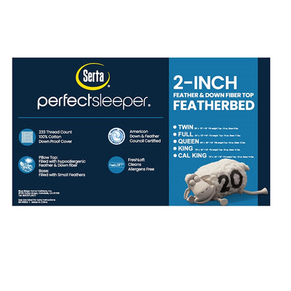 Serta Down Fiber Blend Top Featherbed 2-Inch