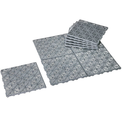 Interlocking Walkway Patio Tiles In Green, Grey or Terra Cotta - Set of 10