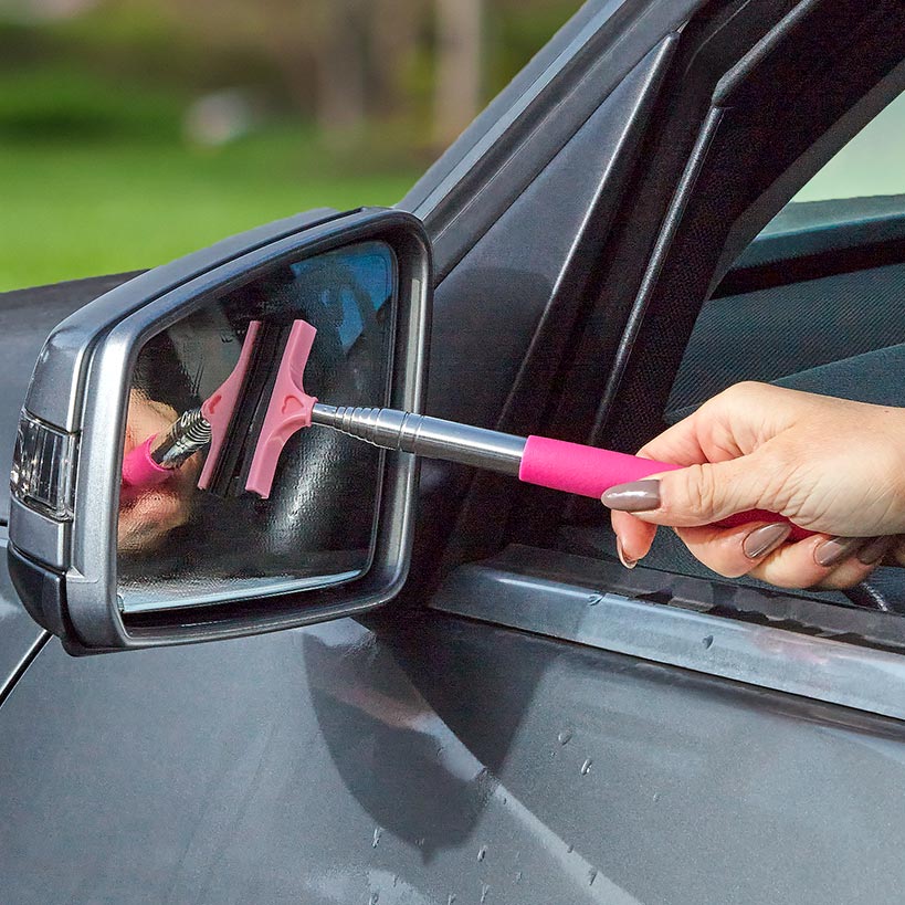 Car Side Mirror Squeegee, Retractable 38" for Rain, Snow and Fog