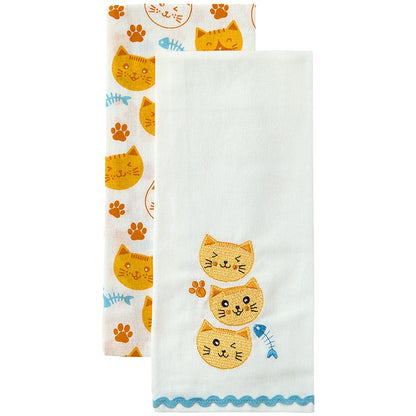 Kitchen Towels Summertime Cat Set of 2