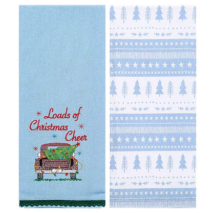 Set of 2 Christmas at the Barn Embroidered Kitchen Towels