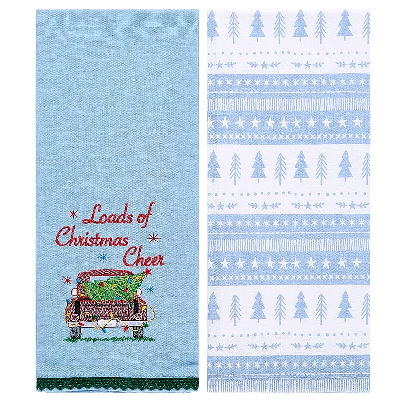 Set of 2 Christmas at the Barn Embroidered Kitchen Towels
