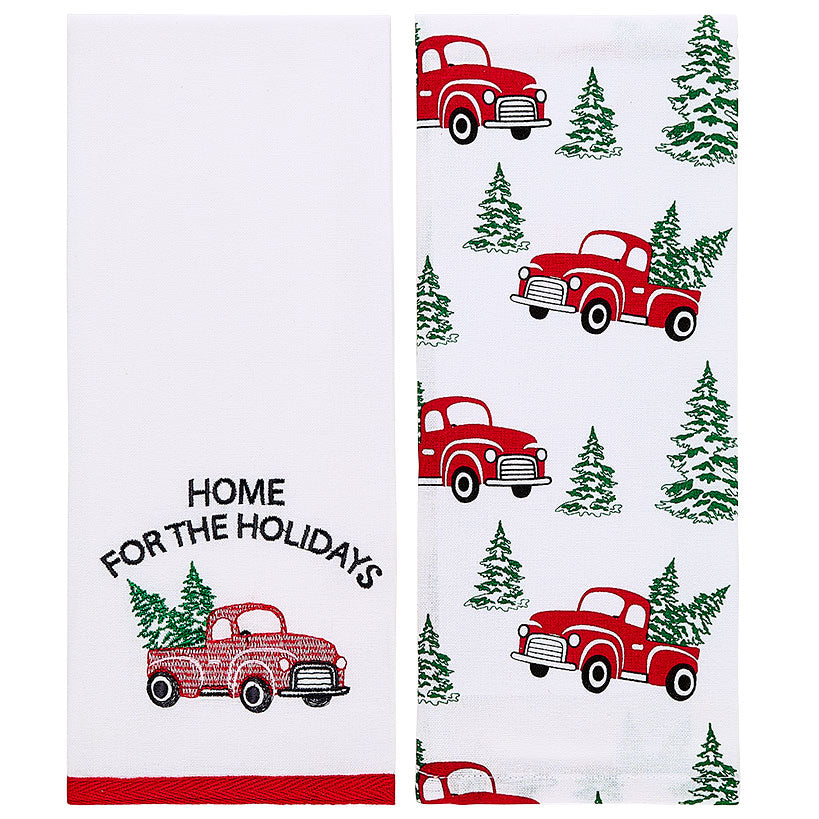 Set of 2 Christmas at the Barn Embroidered Kitchen Towels