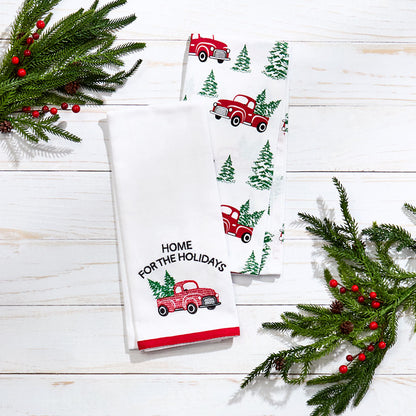 Set of 2 Christmas at the Barn Embroidered Kitchen Towels