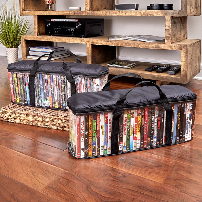 Media Storage Bag Organizer with Handles for DVDs or CDs Set of 2#select-design_black