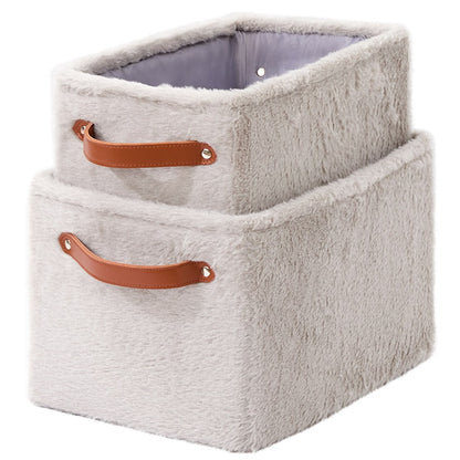 Faux Fur Storage Bins - Set of 2