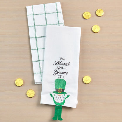 St Patrick's Day Embroidered Kitchen Towels, Set of 2