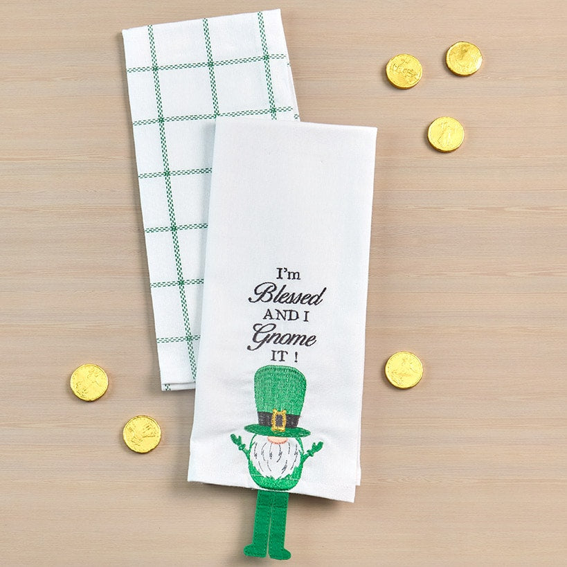 St Patrick's Day Embroidered Kitchen Towels, Set of 2#select-set_blessed-gnome