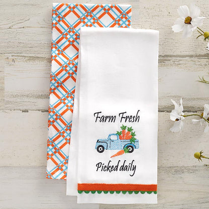 Spring Truck Embroidered Kitchen Towels, Set of 2