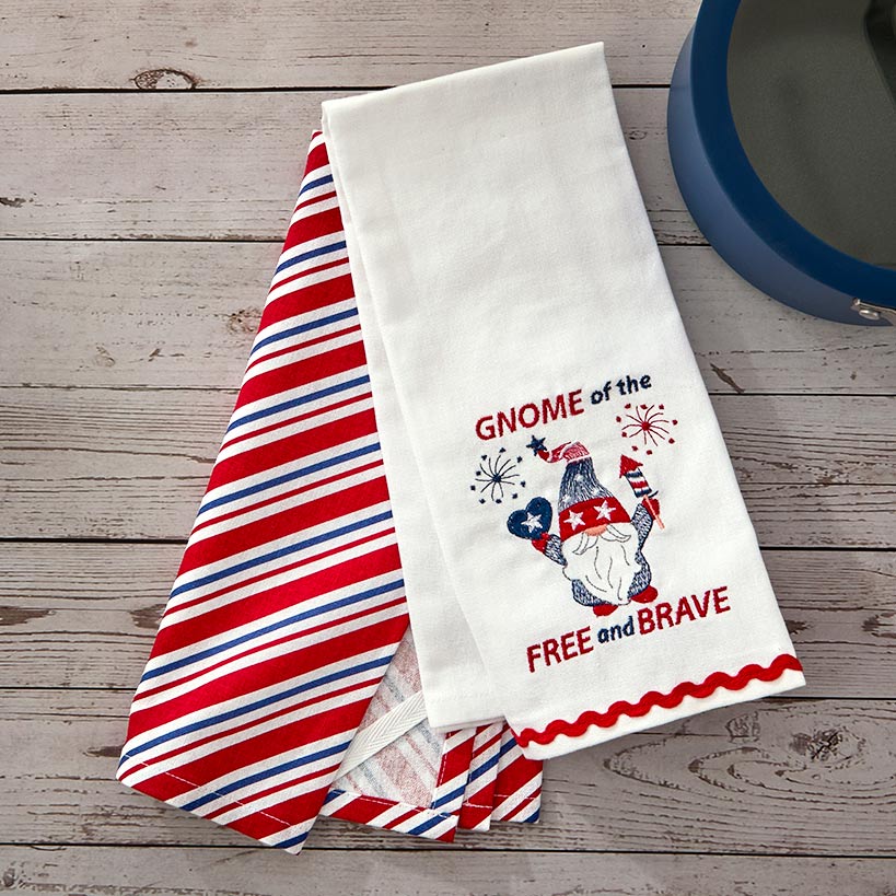 Americana Kitchen Towels Embroidered Set of 2#select-towel_gnomes