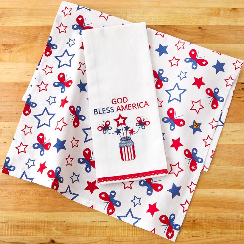 Americana Themed Kitchen Towels, Set of 2