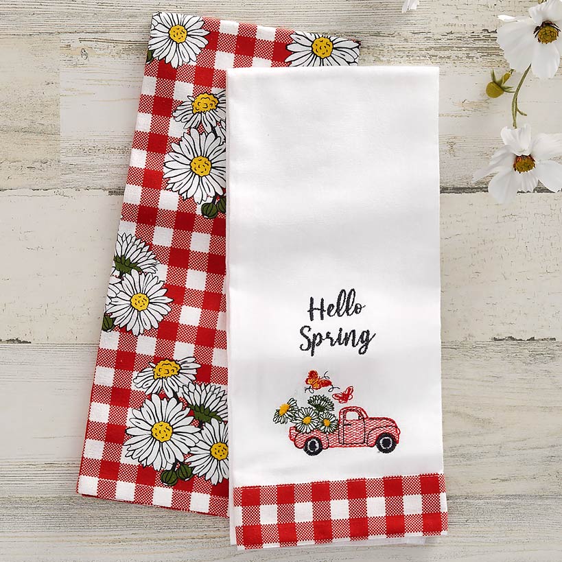Spring Truck Embroidered Kitchen Towels, Set of 2#select-design_hello-spring