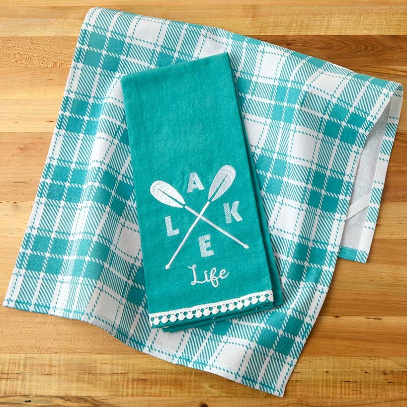 Lake Themed Embroidered Kitchen Towels, Set of 2#select-towel_lake-life