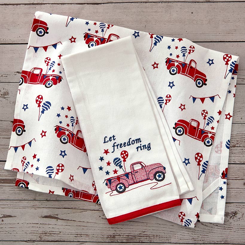 Americana Kitchen Towels Embroidered Set of 2#select-towel_let-freedom-ring