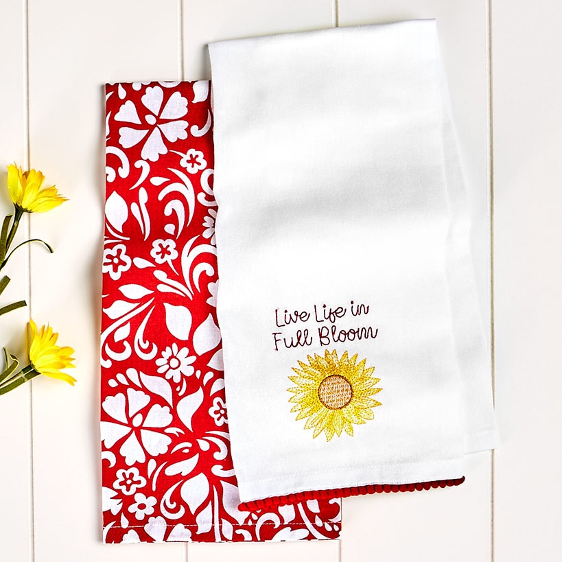 Summer Floral Embroidered Kitchen Towels, Set of 2#select-towel_live-life-in-full-bloom