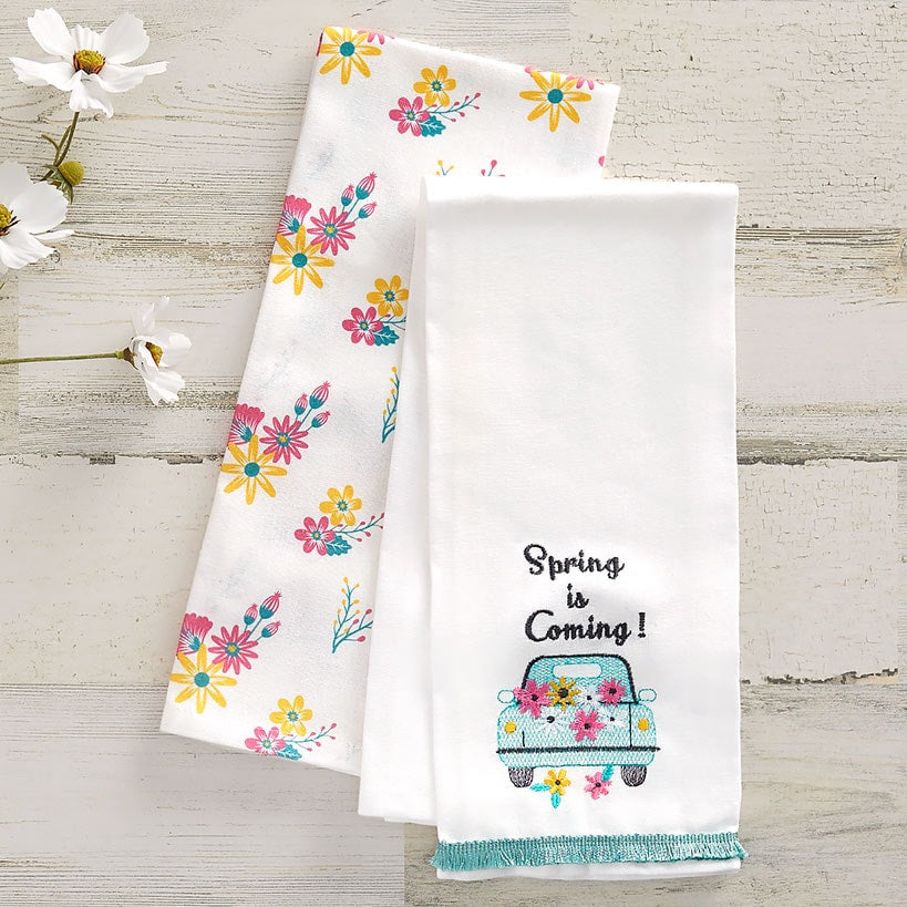 Spring Truck Embroidered Kitchen Towels, Set of 2#select-design_spring-is-coming