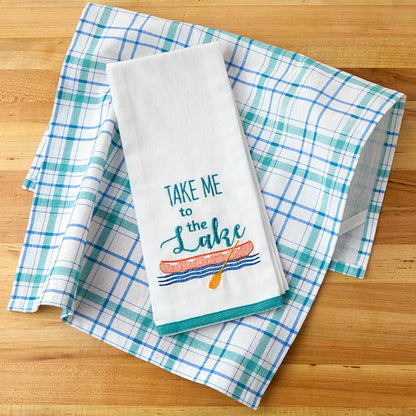 Lake Themed Embroidered Kitchen Towels, Set of 2