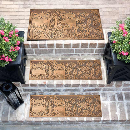Rubber Stair Treads Set of 2, Garden Kitten