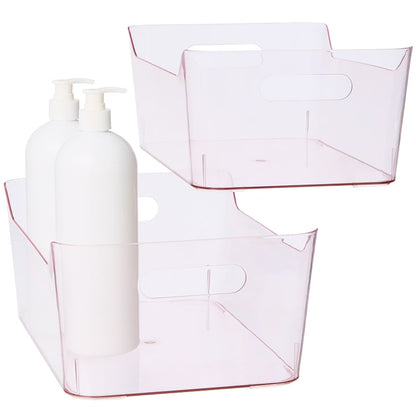 Large Plastic Storage Bins in Blush - Set of 2
